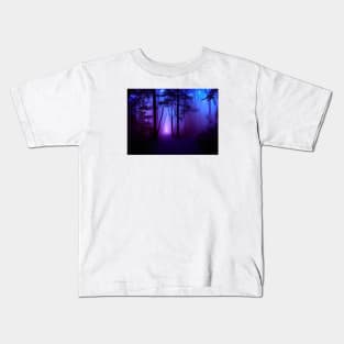 Mystical doorway in a blacklight forest Kids T-Shirt